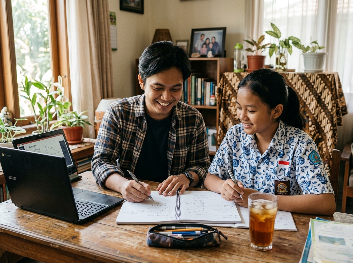 Sesi les privat bimbingan belajar satu tutor satu siswa